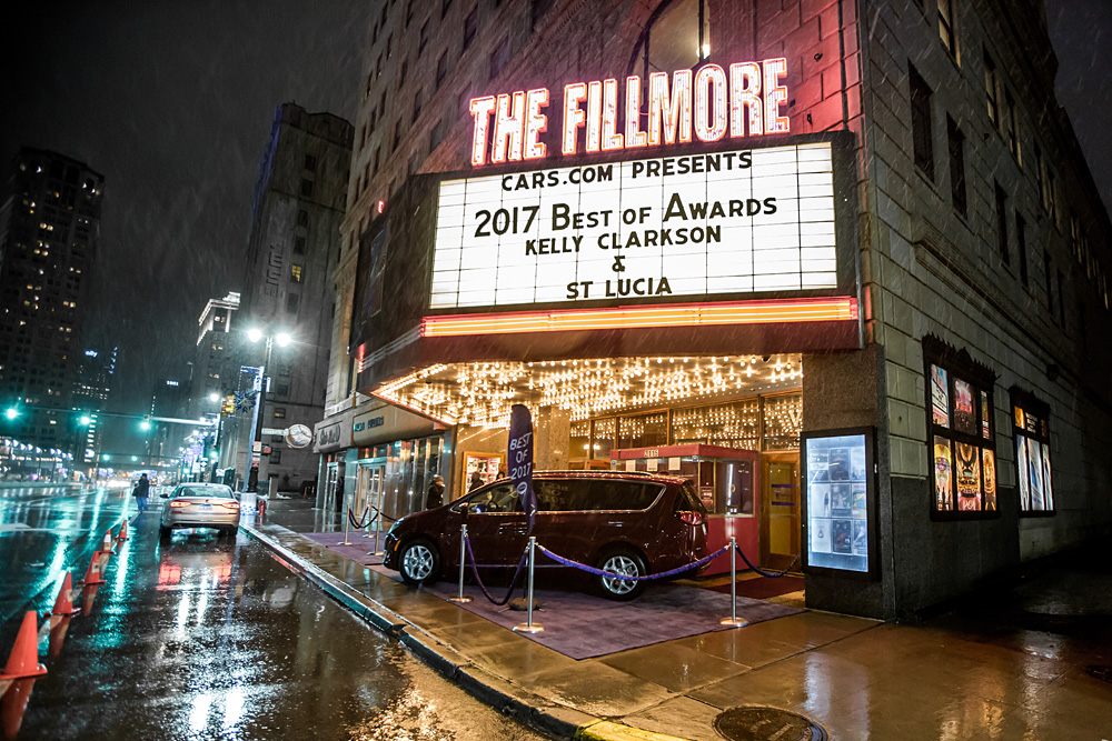 the fillmore detroit marquee lit up at night