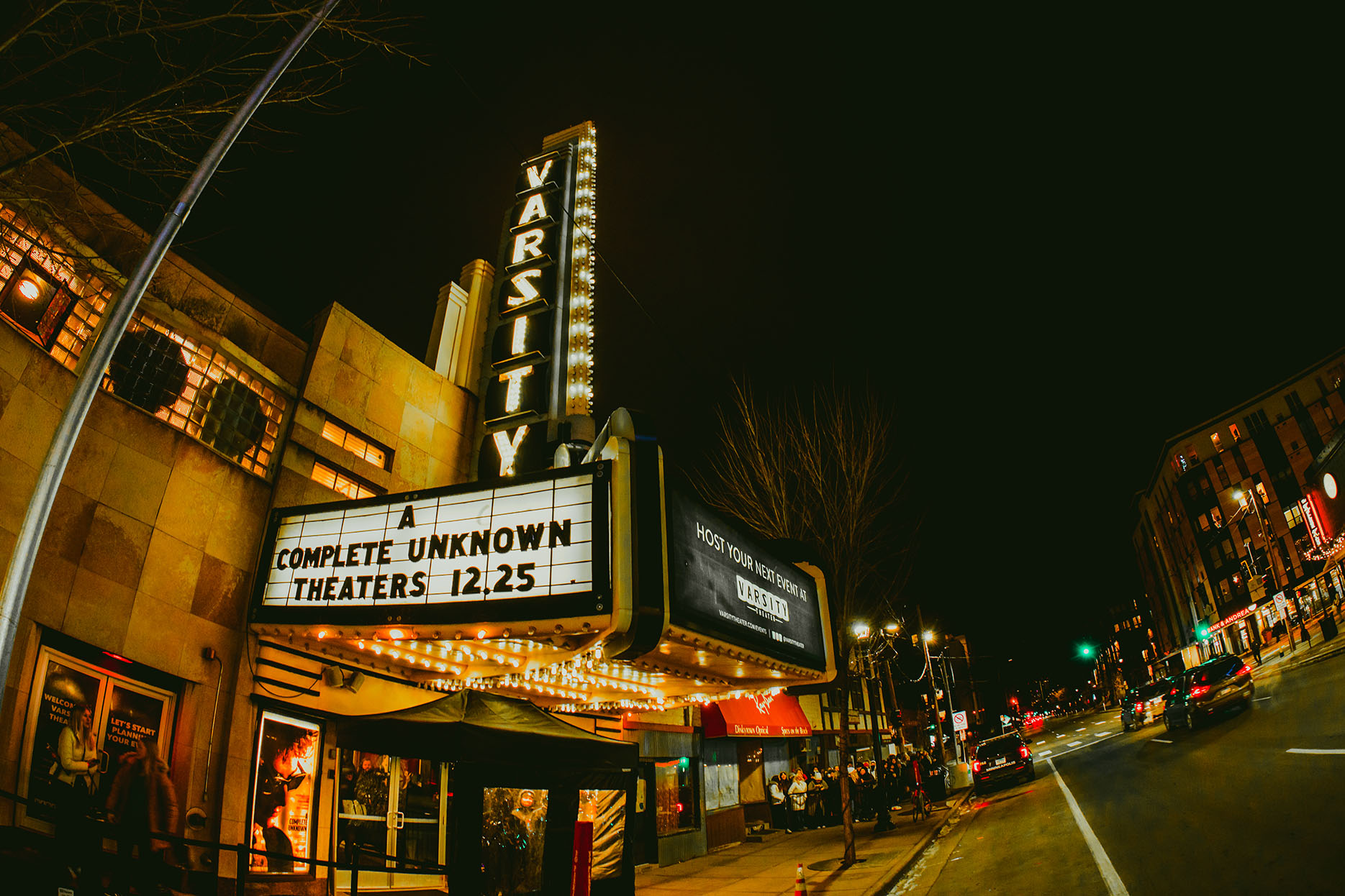 Varsity Theater Marquee with A Complete Unknown Event