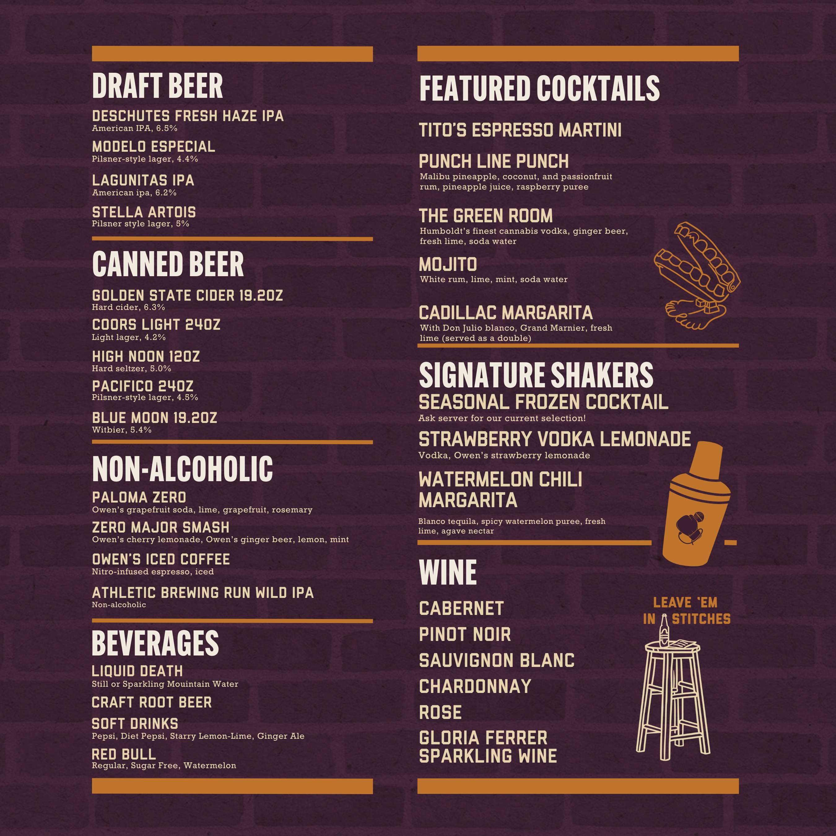 PLSF Drink Menu